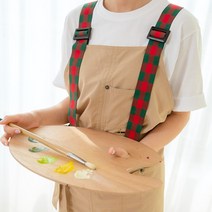 골든래빗 체크 밴딩 에이프런 커피숍 카페 미술 공방 감성 미용 앞치마, 베이지