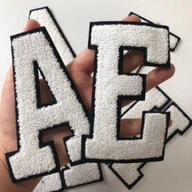 큰 흰색 문자 셔닐 실 수 놓은 철 패치 Applique Diy 이름 배지 알파벳 패치 의류 가방 액세서리, 9번, 1개