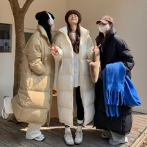 박시한 겨울 차이나 도톰 무릎 롱 솔리드 패딩 여 도톰 코트