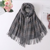 클래식 타탄 체크 머플러 숄 190x62cm 블랙 롱 목도리 겨울 간절기 보온 스타일