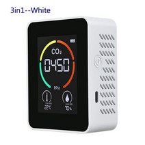 분석 장비 측정기 계측기 CO2 미터 검출기 다기능 온 습도계 홈 지능형 가스 분석기 가정용 디지털 대기 오염 모니터, 3in1 White