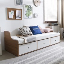 [1만원 할인쿠폰]장인가구 피콜로 빅서랍 가드형 데이베드 침대_세미싱글 매트포함, 오크화이트