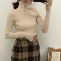 가을 겨울시즌 데일리 편안 슬림핏 여성 골지 니트티