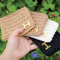 [프롬멜팅]코바늘DIY 헤링본H장식 카드지갑 스티치 뜨개키트 손뜨개패키지 KIT, 아이보리