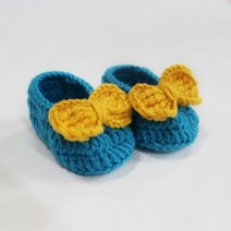 러브컨츄리 (DIY)리본 아기덧신 만들기 뜨개질 DIY 패키지, 56.네이비, 20.회주황
