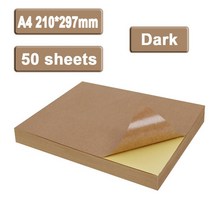 A4 A5 잉크젯 및 레이저 프린터 용 갈색 자체 접착 스티커 용지 크래프트 접착 라벨 80 그램, 02 A4 Dark 50sheets