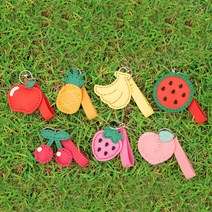 [바이위즈] 과일 모양 가죽 열쇠고리 어린이 키링 키홀더 만들기 재료 세트 DIY 바느질 공예 미술 놀이 체험 소근육, 가죽키링(파인애플)+스티커선물