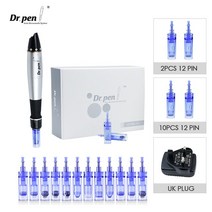 Dr Pen Ultima A1 12Pcs 바늘 키트 프로페셔널 더마 펜 유선 마이크로니들링 페이셜 메조테라피 뷰티 기기, 09 UK-12PCS 12 PIN