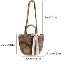 여성용 크로스 바디 백 우븐 쉘 탑 핸들 핸드메이드