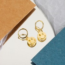 스마일 귀걸이 링 14k 원터치 티파니 925 스털링 실버 미소 얼굴 매력 여성 유행 보석 빈티지 복고풍 파티 액세서리 선물 라운드