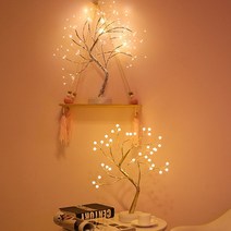 LED 미니 자작나무 트리 소형 탁상용 건전지 USB 겸용, 물방울실버