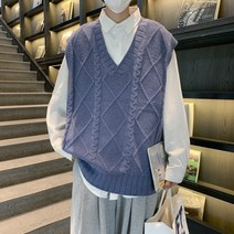 남성 봄과 가을 새로운 트렌드 니트 조끼