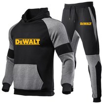 남성 스포츠웨어DEWALT 후디 셔츠 바지 세트 캐주얼 패션 따뜻한 피트니스 홈 휘트니스복
