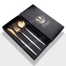 스테인레스 포르투갈 실버 골드 나이프 포크 스푼 젓가락 식기 수저 선물 상자 세트 식기, 플래티넘 나이프 포크 스푼 + 블랙박스