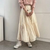 옷자락 여자 다이아 자가드 티어드 A라인 롱스커트