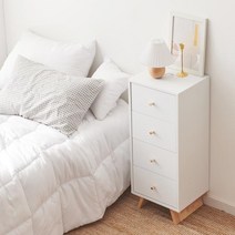 브랜디하우스 포코 투서랍형 4단 협탁 침대 협탁 사이드 테이블, 화이트