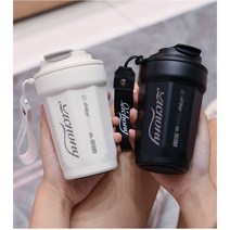 투썸텀블러 대용량 보온보냉 스테인리스 보냉 텀블러 텀블러+손잡이 2개 세트, 블랙 480ml+화이트 480ml