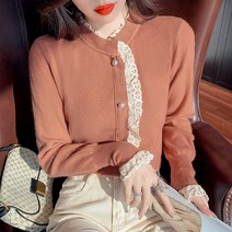 레이스브라우스 할인점 여성의류 상점 전문점 궤짝을 치우다 겨울 가을 타입 러플 패치워크 니트 캐시미어 2841820373
