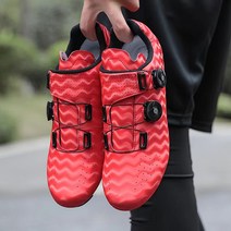 CAICHEN 다이얼 자전거 평페달신발 통기성 남여공용 라이딩슈즈 물결무늬 싸이클화 3368-1, 레드, 280(46)