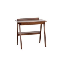 고무나무 1인용 원목 책상 선반형 3color 월넛 원목색 화이트 서재 컴퓨터 테이블, 다크브라운