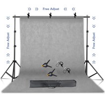 사진 스튜디오 크로마키 그린 스크린 프레임 지원 시스템 배경 스탠드 키트 조절식, 2000x3000mm+With Gray Cloth