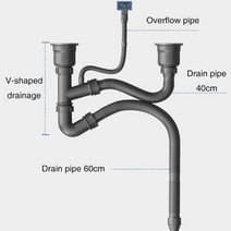 114mm 주방 싱크대 배수구 액세서리 필터 304 스테인레스 스틸 u 자형 안티 블로킹 데오도란트 파이프 세트 단일 그릇 더블 그릇, 이중 그릇