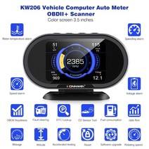 자동차 진단기 Konnwei kw206 obd2 온보드 컴퓨터 자동차 디지털 컴퓨터 디스플레이 자동 스캐너 연료 소비 수온 게이지, 없음