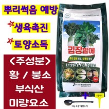 김장밭에 토양소독 입제 복합비료 2kg +계량수저_식물이름표set 무 배추 김장채소 전용비료 가을 배추밭 무밭 비료 붕사 붕소 결핍예방 부식산 미량요소 텃밭 영양제 밑거름 웃거름