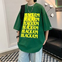 -l::l- 헤비 순면 워싱 반팔 티셔츠 남 여름 아메리칸 빈티지 구제 트렌드 루즈핏 개성 커플룩 옷