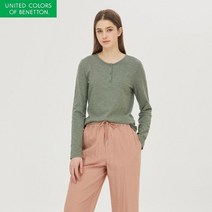 베네통 라운드넥 버튼 티셔츠 BATS22211