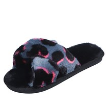 ZZJJC 홈웨어 슬리퍼 퍼 슬리퍼녀 겨울 뽀글이 발가락 패션 면 슬리퍼녀