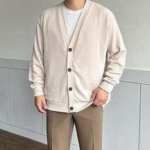 우모르 남성용 니트 브이넥 얇은 간절기 가디건 M~3XL