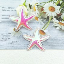 10pcs 5cm 불가사리 패딩 반짝이 가죽 쉘 패치 appliques 헤어 액세서리에 대 한 부직포 배지 스크랩북 diy 공예, 2