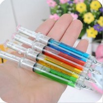 주사기볼팬(100개묶음랜덤발송) 팬시 주사기 형광팬 판촉용품 사은품