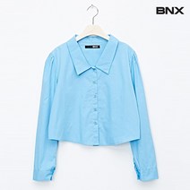 [BNX] [비엔엑스]데일리 카라 크롭 코튼 긴팔 셔츠 (BV1BL006L0)