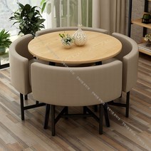 북유럽 4인 회의테이블세트 원형 원탁 학원 상담 탕비실 응접 사무실 테이블 의자 세트, 11번