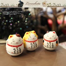 미니 마네키네코 오뚝이 인형 [일본 출고 도자기 공예 오세치모노 복을 부르는 고양이 장식], A type