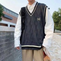 니트조끼 인니트 남자조끼코디 남성 패션 트렌드 코트 민소매 스웨터 조끼 그레이화이트 컬러 양복 조끼 울 니트 조끼 특대 풀오버 m-2xl