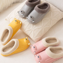 여성 겨울용 방한 코튼 탈부착 굽있는 키높이 실내 털달린 슬리퍼 실내화