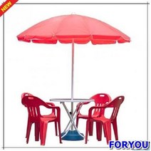 ForU698 튼튼한 야외용 4인용 파라솔세트 대 빨강 받침별매 튼튼한파라솔 방수파라솔, 원형 흰색*녹색