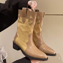 웨스턴 부츠 카우보이 코디 웨스트 앵클 로우힐 뾰족한 발가락 수제 봄