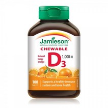 Jamieson Natural Tangy 오렌지 츄어블 비타민 D 1000IU 100정자미에슨
