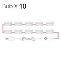 전신 거울 led 화장대 조명 화장 전구 12v led usb 케이블 전원 화장대 화장, 자연 흰색 10 전구, 2년 보증