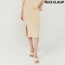 나이스클랍 [한소희 착장] 배색 트리밍 린넨 H라인 니트 스커트 N212YWK492 418778