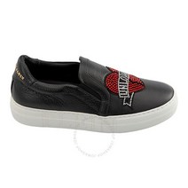 Philipp Plein 나파 가죽 하트 자수 슬립온 스니커즈 브랜드 사이즈 37