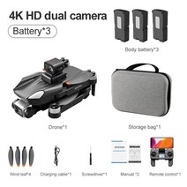 수중 드론 방수 K911 최대 GPS 4K 전문 360 ° 장애물 회피 접이식 쿼드 콥터 미니 R, black-3Battery