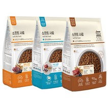 무마진 강아지 소프트사료 3kg (1kg x 3) 소고기와 황태 연어와 황태 오리고기와 황태 골고루 1개씩, 골고루1개씩