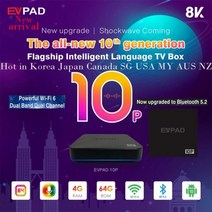 정품 2023 최신 PK evpad svicloud P5/P5PRO 안드로이드 8K TV 박스 음성 제어 캐나다 미국 KR JP SG 해외 중국, 36.Au 플러그 - Evpad 10P with MX3