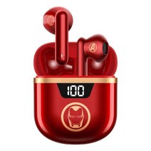 Marvel TWS 무선 블루투스 5.0 이어폰 초저 대기 시간 스마트 터치 게임용 이어 버드 이어폰 듀얼 마이크, 01 Iron Man