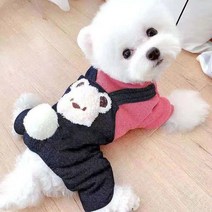 강아지 겨울 옷 티셔츠 애견의류 소형 개와 고양이용 귀여운 잠 부드럽고 통기성 개 액세서리 코트, 9.Bear Black Red - L4.5kg